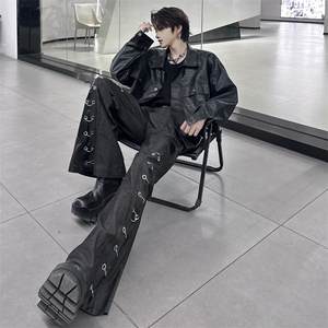自家图 鳄鱼纹中性潮牌机车服pu皮衣夹克外套男1517-P108图片