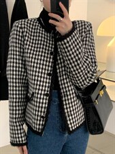 【现货】onetwo设计款早冬款格纹小香外套，其它，one&two