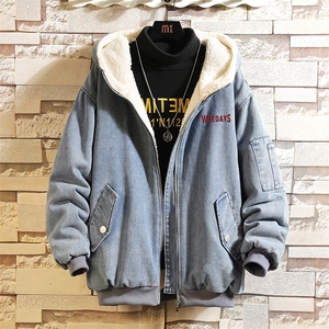 NM53113-P140 牛仔外套男大码加厚加绒衣男羊羔毛服男图片