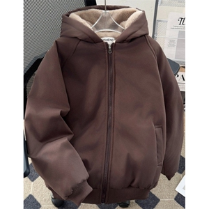 小众座山雕毛绒连帽卫衣双面穿外套情侣棉服 M9922图片
