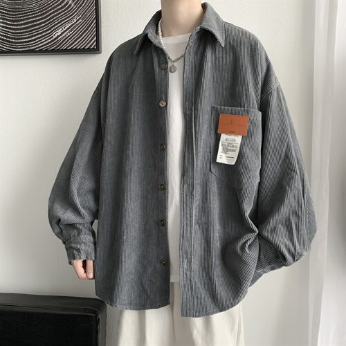 秋装 灯芯绒外套长袖衬衫宽松衬衣情侣男女学生中性潮 H215/P50图片