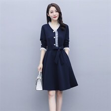 2025春季新款连衣裙小香风时尚休闲收腰显瘦大摆连衣裙，女装连衣裙，施恩睿棋