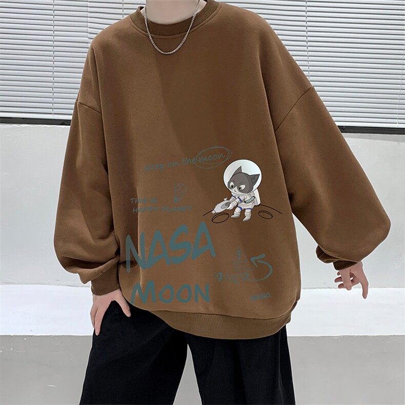 NASA圆领卫衣男大码加厚加绒长袖t恤男S6187-P28加绒款-P33,男装卫衣,电商A040