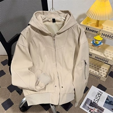 外套男春秋款美式复古口袋拉链连帽长袖纯色常规宽松型2241P83，女装短外套，星座410-2
