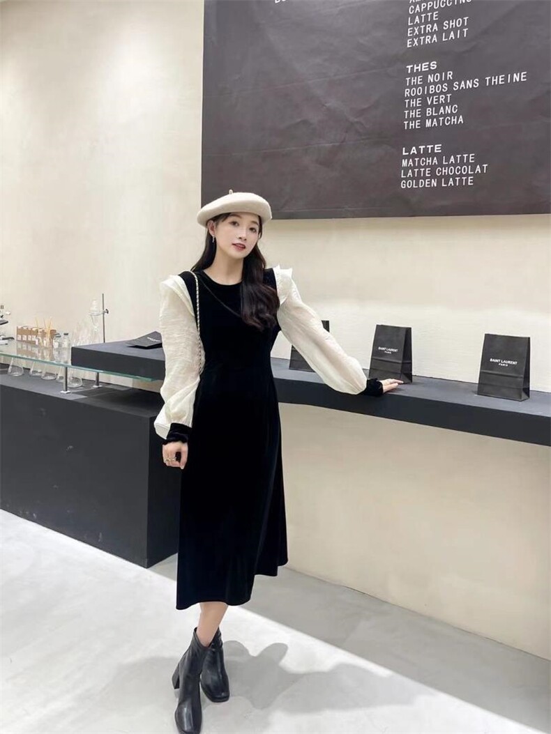 拼接丝绒裙，其它，Balance Studio