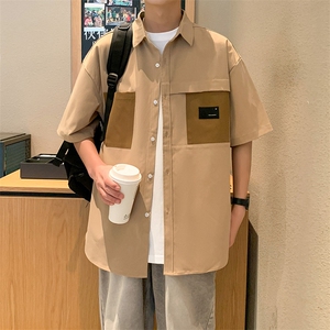 24年港风夏款工装宽松短袖衬衫男CS104 P45图片