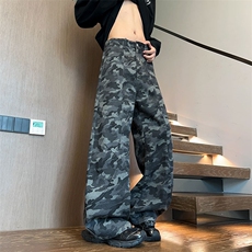 秋季新款美式复古迷彩裤男宽松休闲百搭高级感长裤NK8679-特价88，男装牛仔裤，电商A007