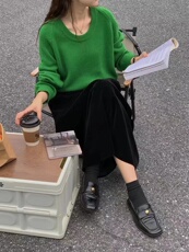 毛衣女秋冬季慵懒风奶低圆领套头内搭针织衫上衣厚，女装针织衫/毛衣，半城羊绒
