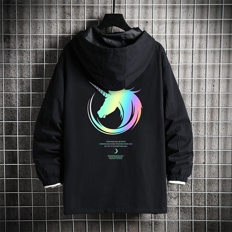 JK41138-P85 加棉款-P115 纯棉连帽夹克男士大码工装夹克男 网格图片