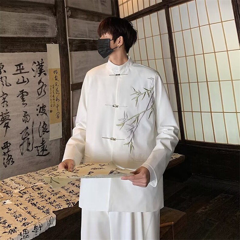 风秋男立领西服夹克唐装金属盘扣竹刺绣中山装外套JK68P65,男装夹克,星座1013-1