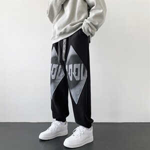 22秋 新款港风休闲宽松oversize长裤休闲裤 B266-X826-P50,男装休闲裤,星座B257-1