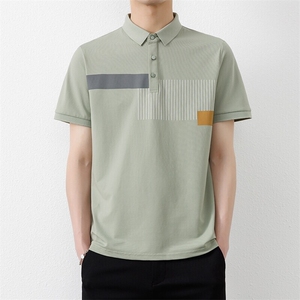 25031-特P35 夏季休闲时尚撞色T恤男短袖打底衫翻领polo衫男图片