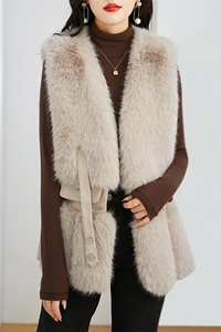 芷墨秋冬新款气质通勤加厚保暖毛绒皮草马甲女显高显瘦背心外套图片