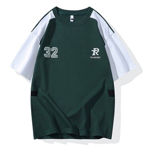 25160-特P40夏季休闲时尚T恤男短袖打底衫学生宽松圆领假两件短袖图片