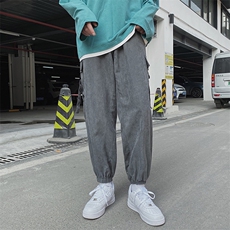 INS工装裤春季潮流纯色裤子侧边口袋飘带休闲运动裤，男装休闲裤，电商A102B