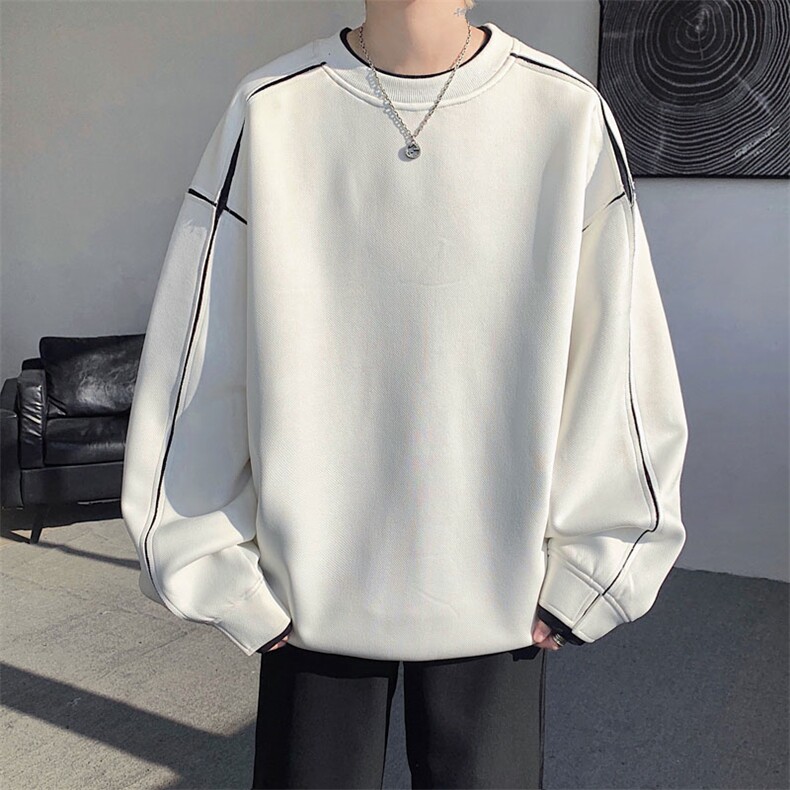 高级感cleanfit圆领卫衣男款春秋季美式复古重磅潮流百搭套头衣服,男装卫衣,电商C216