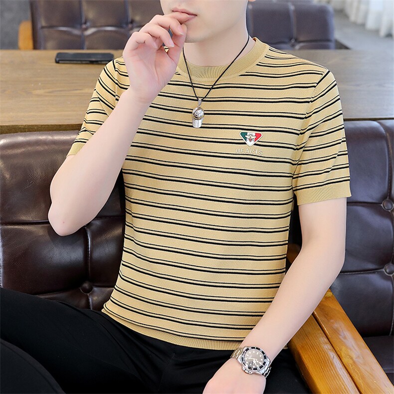 中青年男士短袖t恤时尚休闲夏季2023新款打底衫上衣服圆领体恤男,男装T恤,电商B212（原钱塘6029）