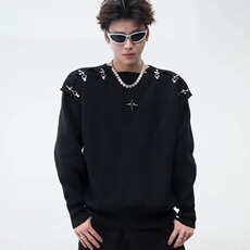 【005】金属卡扣内搭毛衣男宽松鹿毛绒打底衫潮A079-MC65-P61，男装T恤，电商A079