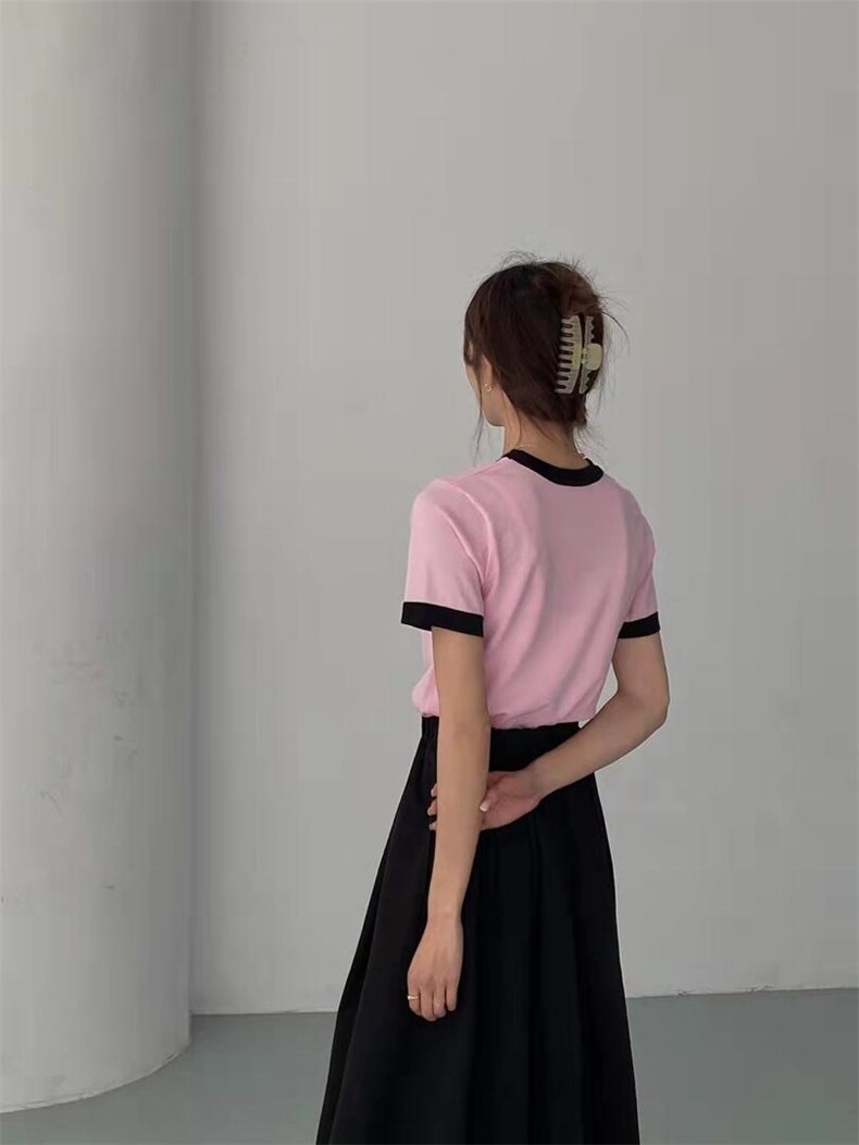 针织短袖+半裙，女装半身裙，季尺