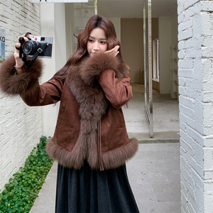 新款现货2B162-P485-K725鹿皮绒真狐狸毛90白鸭绒派克服图片