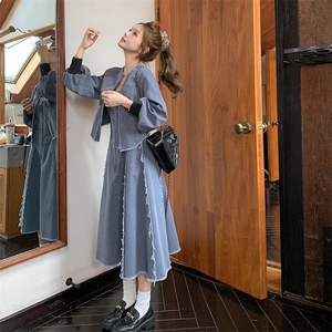 复古设计感牛仔连衣裙套装女2025秋季新款气质短外套背心裙两件套图片