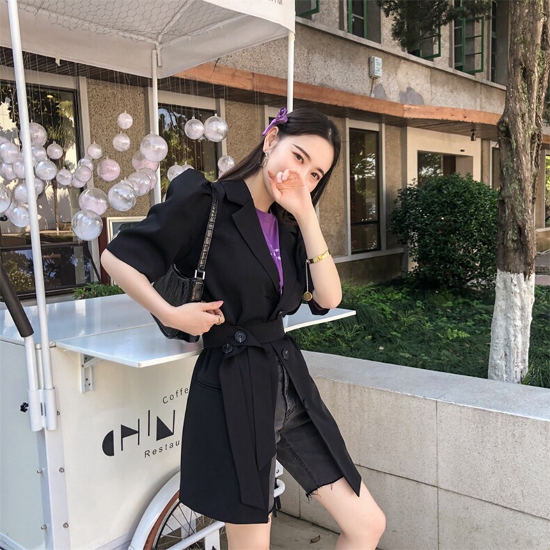 【现货】2021年夏季新款宽松显瘦长款半袖西装166-XZ07P105，女装西装，茜茜公主