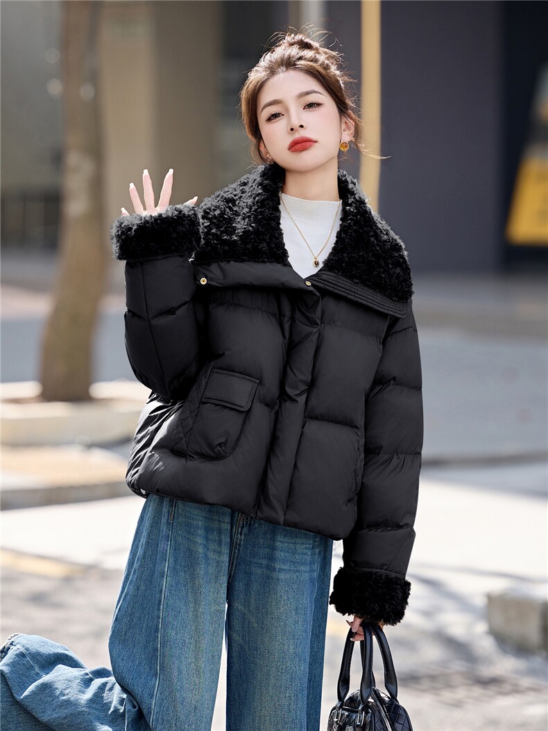 羽绒服女2026冬季新款时尚小个子短款气质今年流行曝款大翻领外套,女装羽绒服,意芙