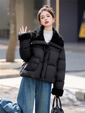 羽绒服女2026冬季新款时尚小个子短款气质今年流行曝款大翻领外套，女装羽绒服，意芙
