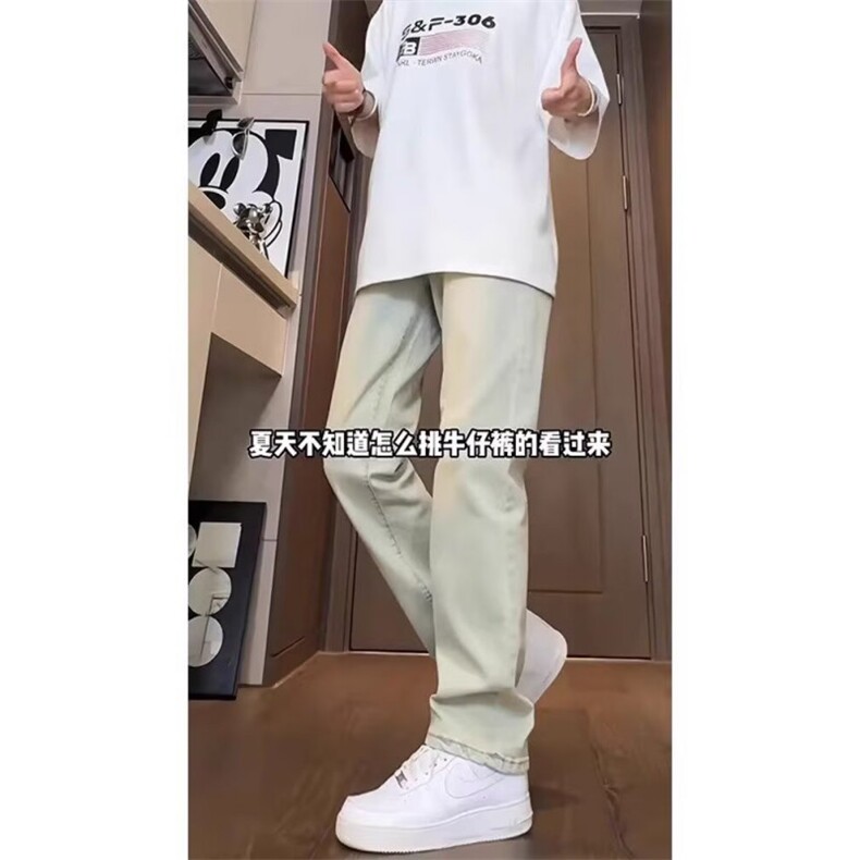 1506-1/KP0011/P34港风潮男夏季新款个性字母牛仔裤嘻哈ins潮高街图片