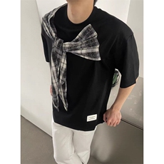 美式复古设计感打结布圆领短袖T恤男夏季小众宽松上衣T194，男装T恤，星座1116A（原606A-3）