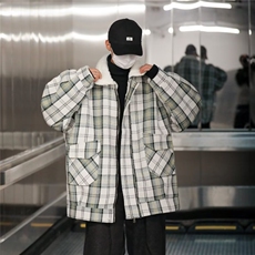 格子羊羔毛棉衣男士冬季加绒加厚潮流棉服外套棉袄TT9018P68，男装棉衣，星座1013-5