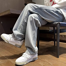 水洗牛仔裤男美式高街休闲裤子显瘦宽松潮牌痞帅直筒长裤NL81-P50，男装牛仔裤，星座1008