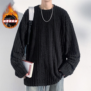 薄款改加绒冬新银狐绒毛边卫衣男加厚时尚宽松上衣W334J加绒-P65图片