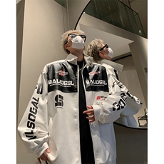 517A-8-JK005-P105秋季新款现货美式撞色高街拼接赛车服皮衣，男装皮衣，星座517A-8（原B282）