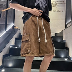 工装牛仔短裤男港风潮流大口袋个性帅2026夏季ins五分裤RK510-P43，男装牛仔裤，星座412