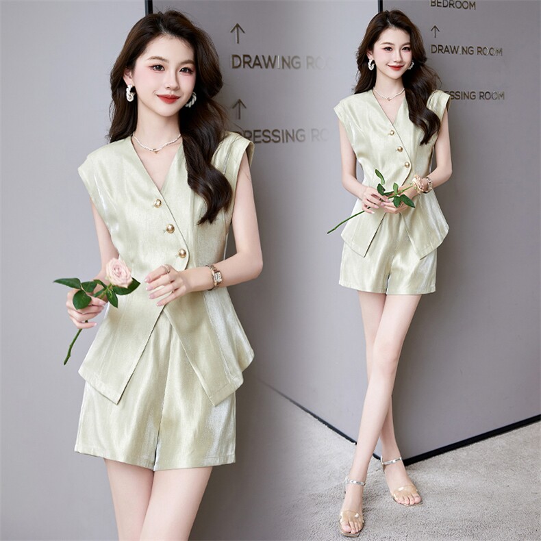 气质端庄短裤套装女2025夏季新款小香风气质衬衫两件套职业装，女装套装/套裙，火爆靓佳人