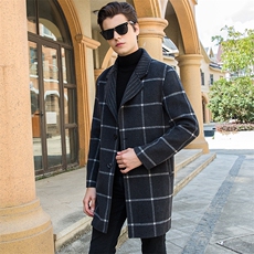 时尚格纹男士羊毛大衣90%羊毛简约保暖秋冬季外套男装，男装毛呢大衣，赛欧妮