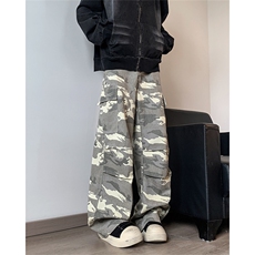 抖音品质迷彩工装裤男cleanfit直筒阔腿裤宽松休闲裤B00133-p63，男装休闲裤，星座1008