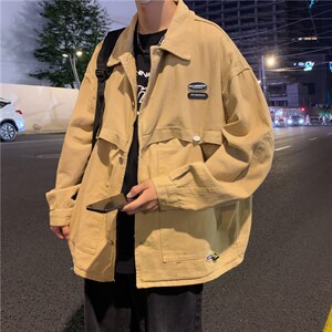 新款2022日系工装外套男潮流复古宽松翻领夹克休闲上衣 W5357-P62图片