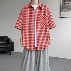 CS71552长袖-P35特控68CS71552短袖-P30特控58大码红色格子衬衫，男装T恤，电商D232