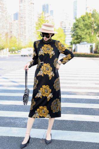 气质遮小肚貂绒连衣裙含羊毛，女装连衣裙，澳洛菲