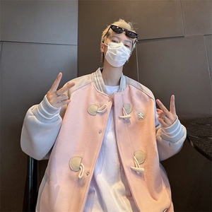 美式复古牛角扣棒球服外套女2024春宽松设计感小众夹克潮 J203图片