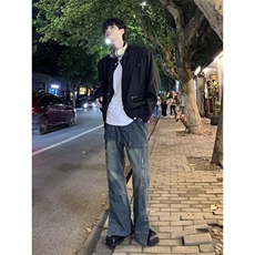 网图金属拉链小众肩垫夹克男秋季潮牌时尚外套W6193-P62，男装夹克，星座412