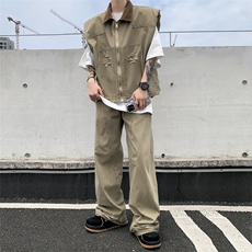 美式潮牛仔夹克男生廓形设计坎肩马甲HJ7003P65，男装夹克，星座1116-2