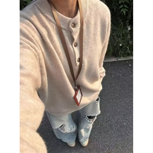 亨利领毛衣女男秋冬慵懒风套头针织衫重磅高级感内搭线衣 MY9597图片