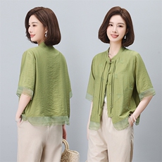 2024年夏文艺时尚优雅新中式复古刺绣开衫上衣，女装蕾丝衫/雪纺衫，依恋蒂丝