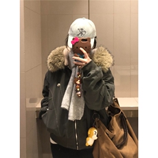 美式复古座山雕派克棉服外套男女冬季毛领连帽短款情侣棉衣，男装棉衣，星座506A