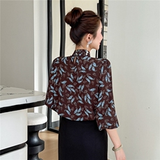 BAO现货2026春季新款时尚气质优雅立领减龄显瘦长袖百搭衬衣，女装衬衫，卡杰菲