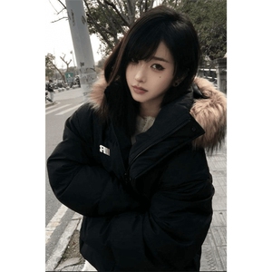 可拆卸毛领冬季羽绒棉服潮牌情侣美式厚外套棉衣2568特P90网图图片