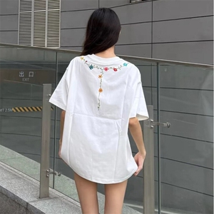 万针全刺绣工艺抖音得物高品质260克重磅纯棉双纱美式高街短袖T恤图片